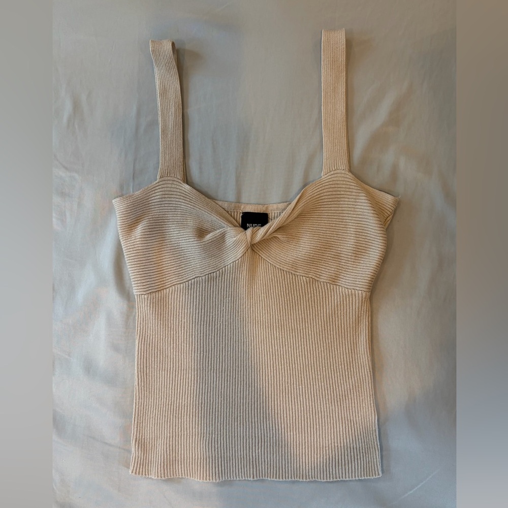 NUDE Ribbed Twist-Front Camisole in Cream